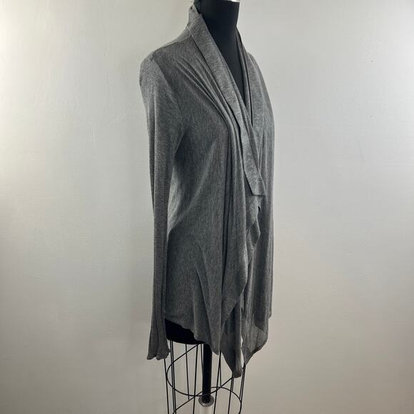 Helmut Lang Gray Cardigan Sweater Micro Modal Open Front Long Sleeve FLAW - Picture 3 of 11